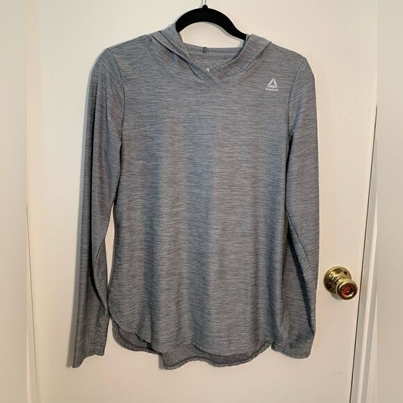Reebok Tops - Reebok EUC gray space dye hooded long sleeve shirt Size Medium
